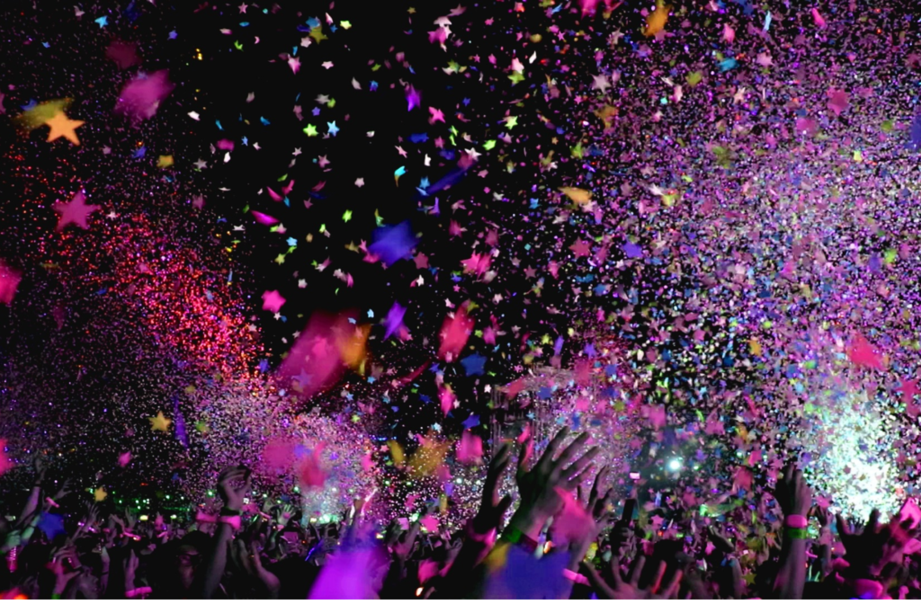 Confetti in the air at a concert